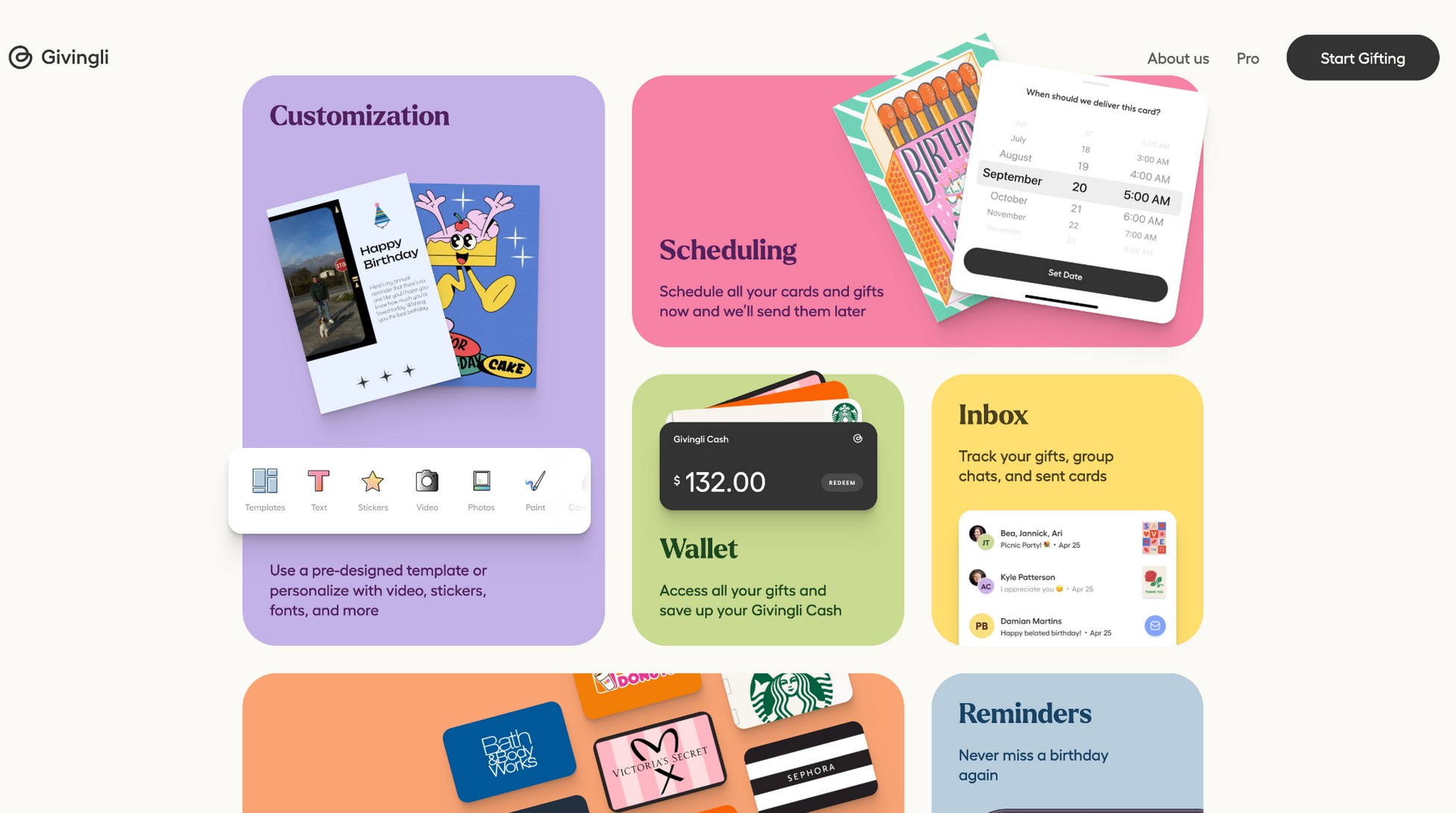 bento grid interface