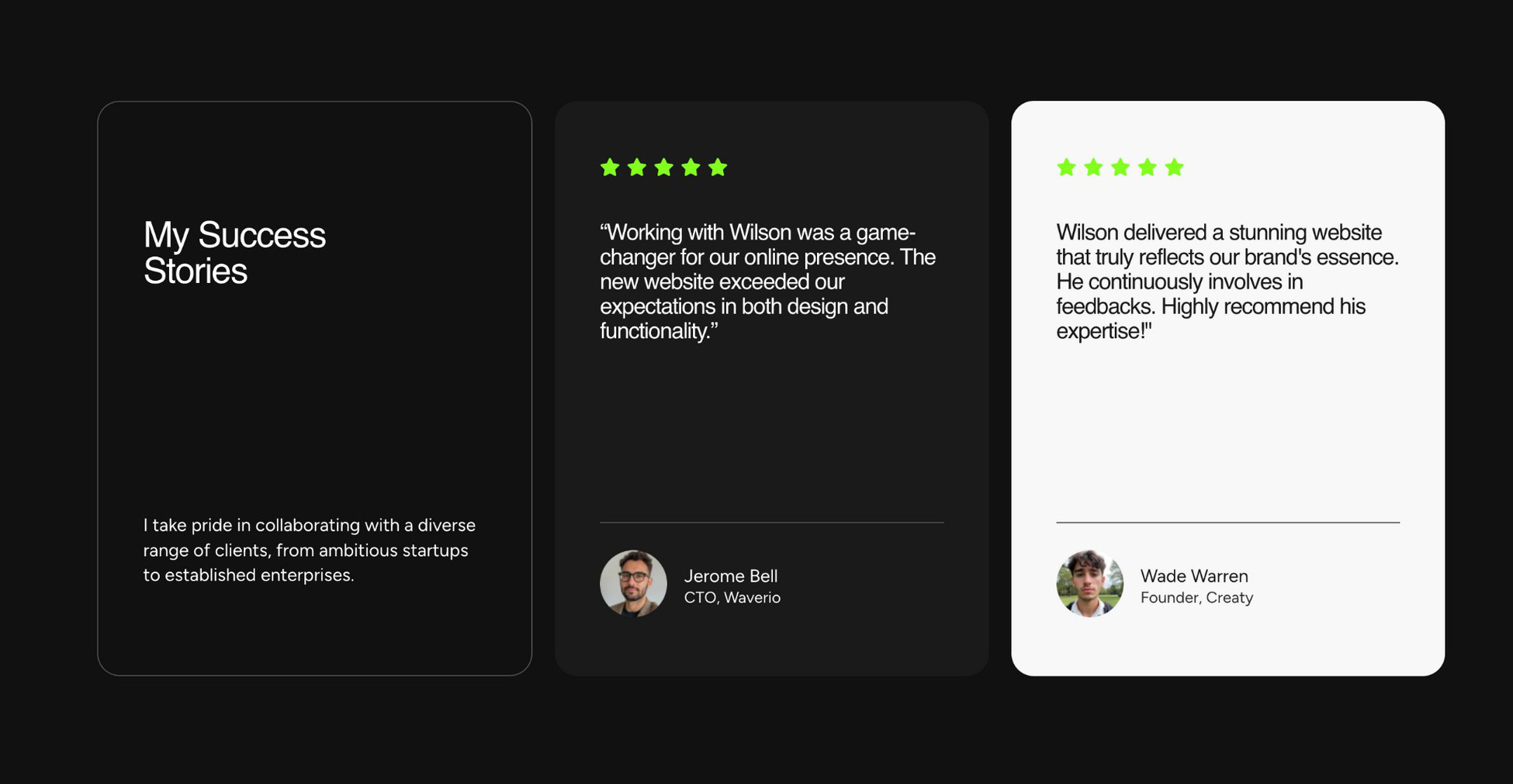 testimonial - web design portfolio starter templates