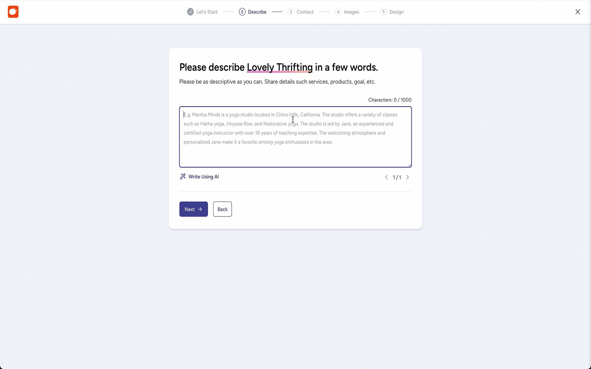 ZipWP’s AI content generator.