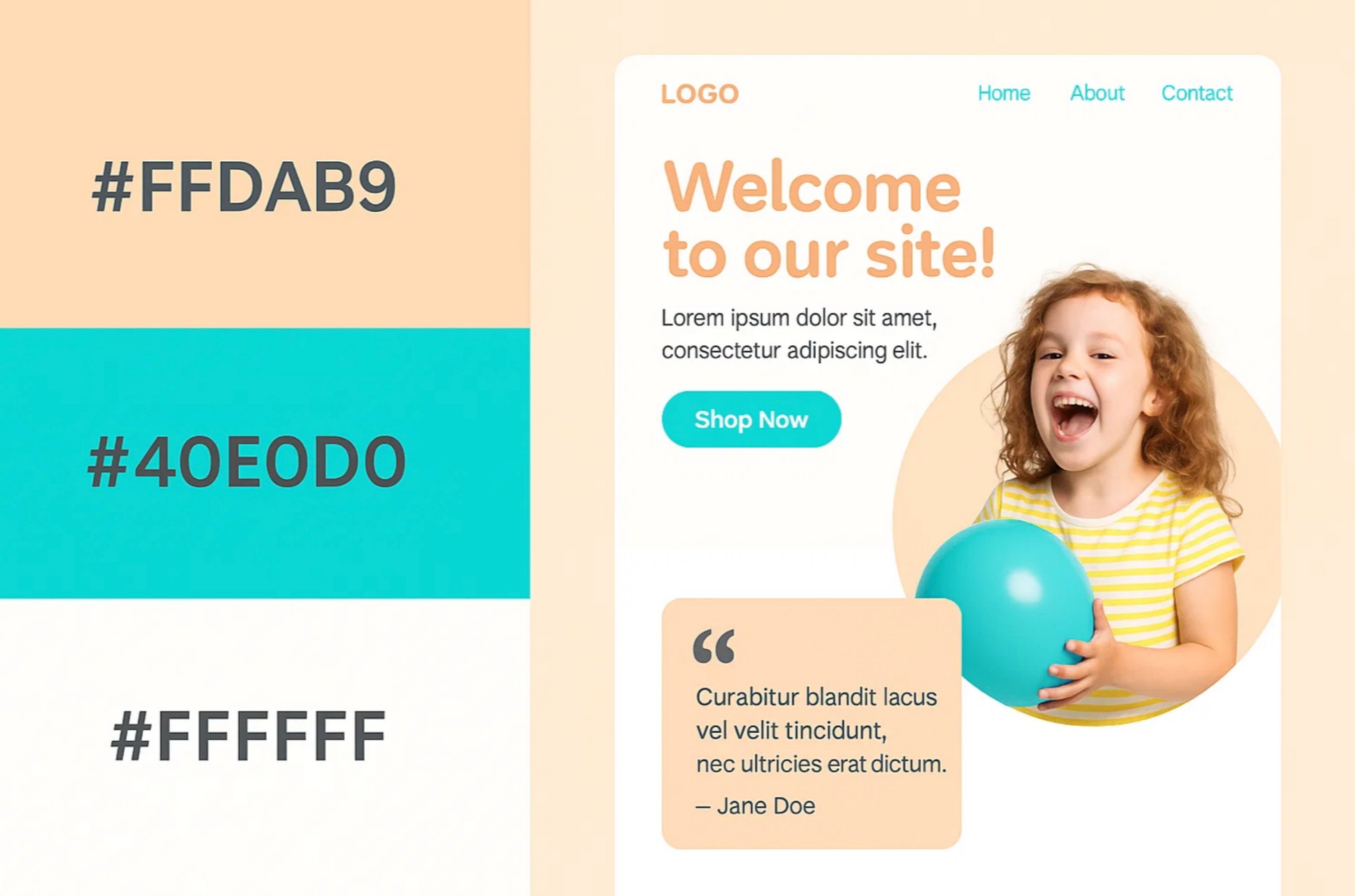 Peach, Turquoise, and White