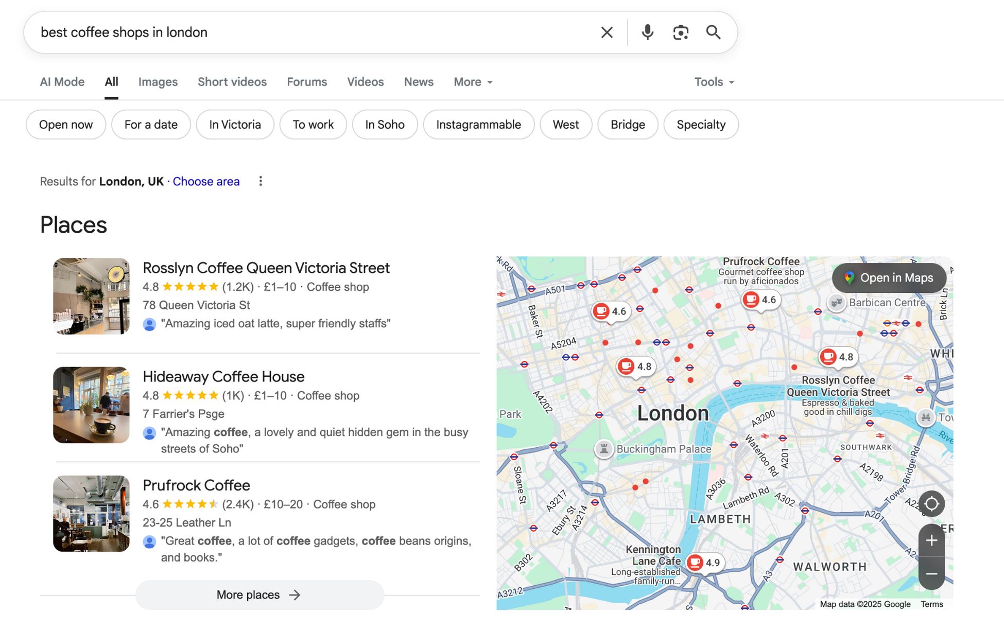 google results show related websites
