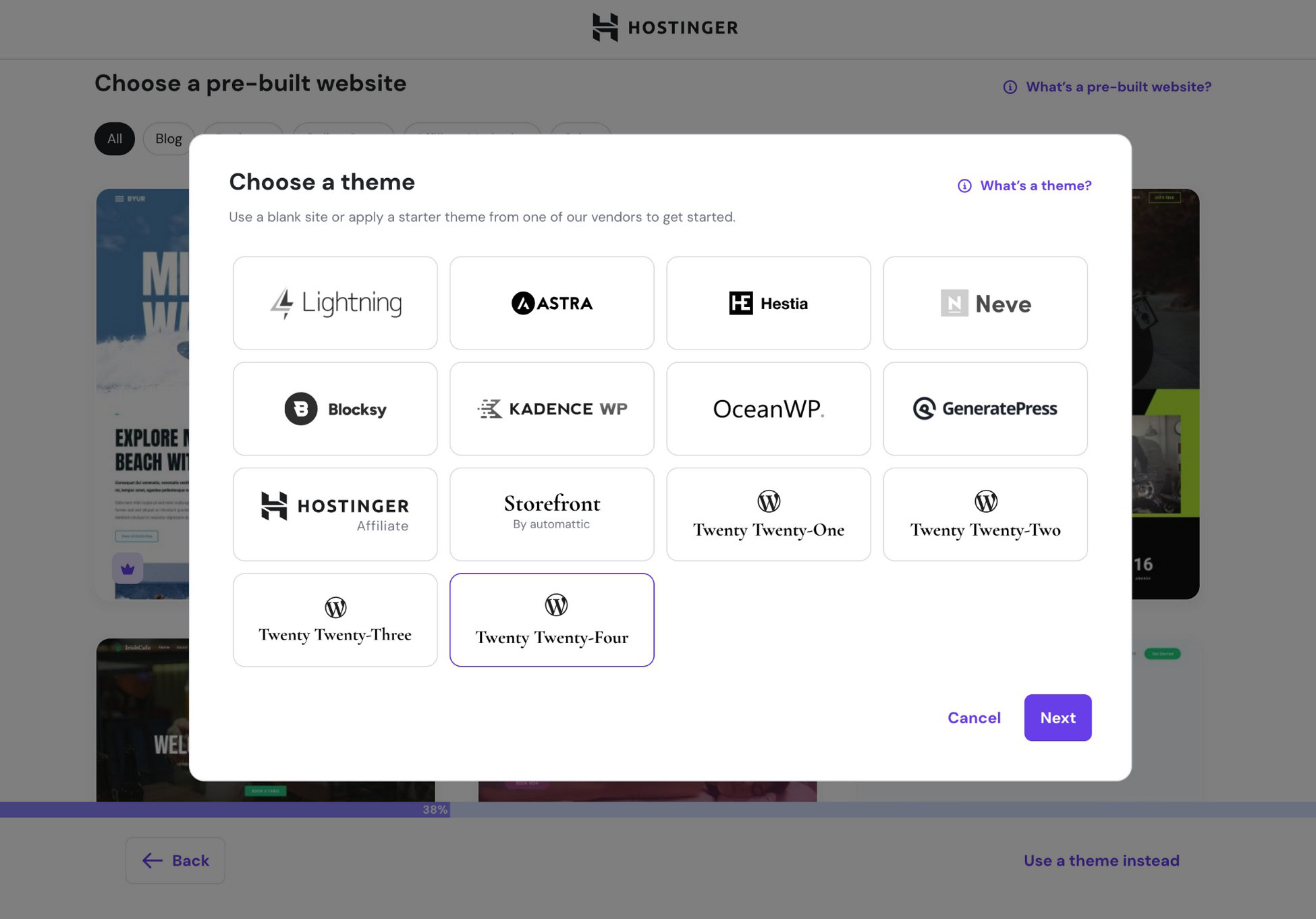choose a theme for wordpress site