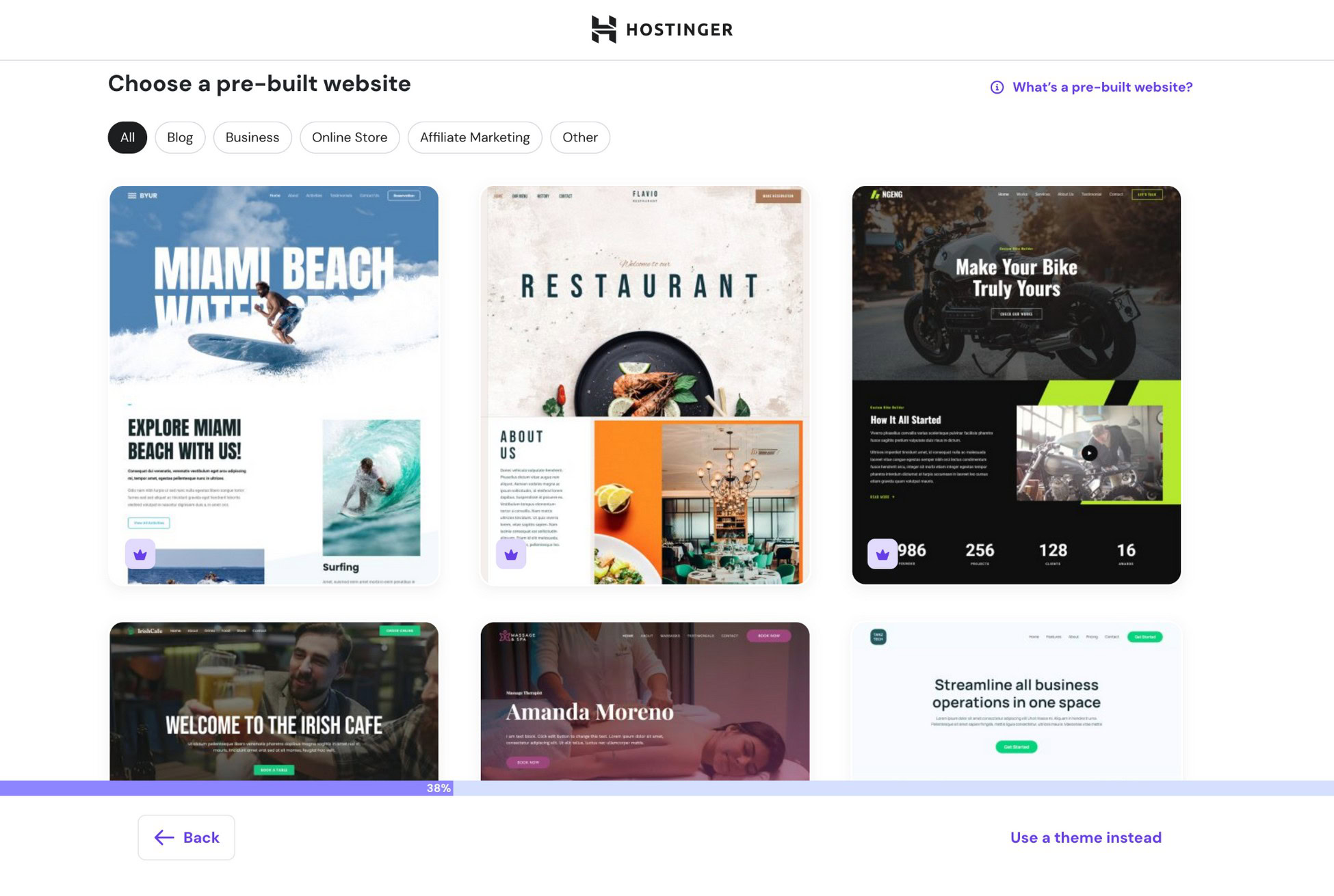 choose an astra starter template for wordpress site