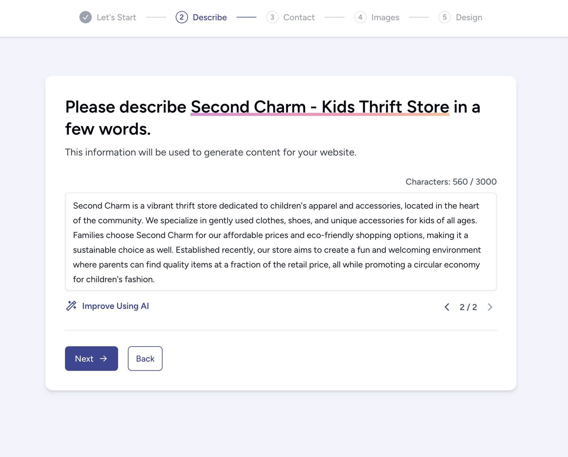 improve website description with ai writer